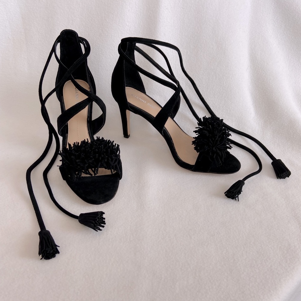 Gianni Bini Black Suede Tie Up Heels